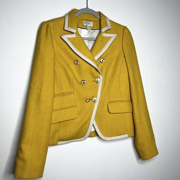 Ann Taylor Loft Yellow Blazer Women’s 6 Y2K Clueless - Picture 3 of 15
